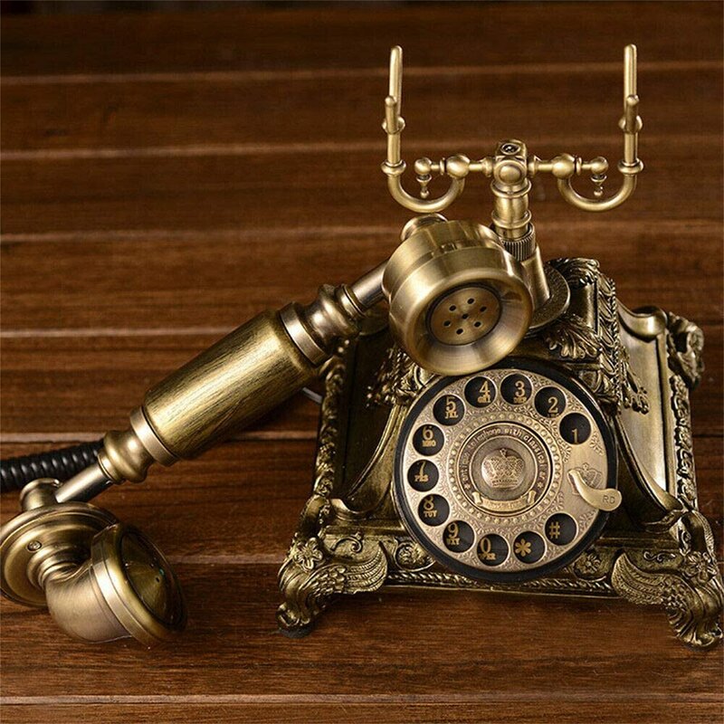 Nautical Beautiful Working Wooden Brass Rotary Dial Telephone For hot Decor